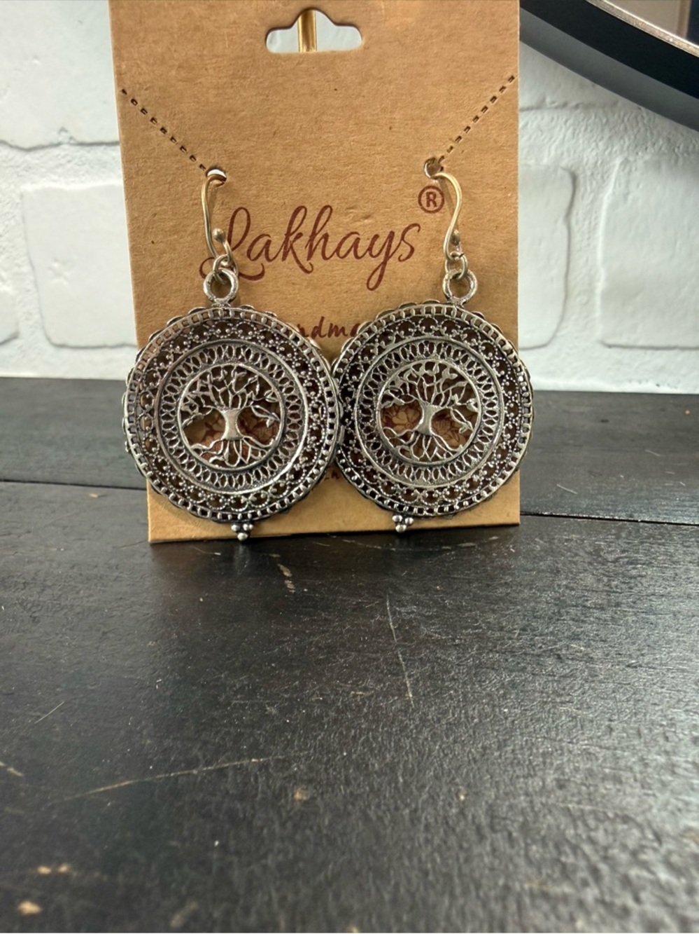 Silver Tree of Life Filigree Drop Earrings